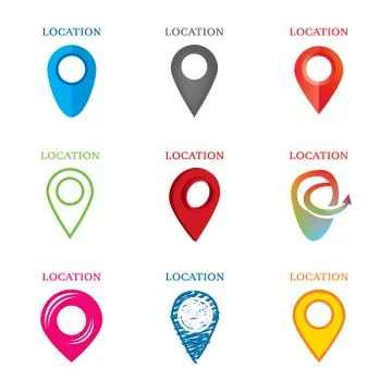 Set of vector logos of geolocation, gps Stock Illustration