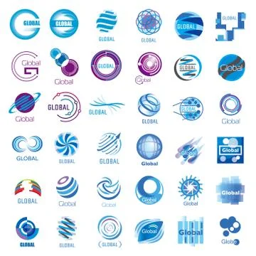 Set of vector logos globe, global and earth Stock Illustration