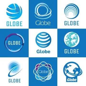 Set of vector logos globe, global and earth Stock Illustration