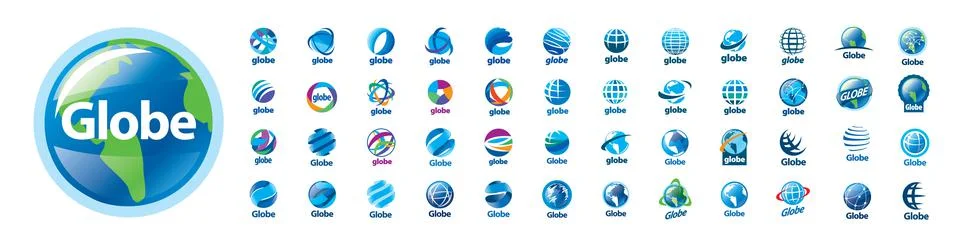 A set of vector logos of the Globe on a white background Stock Illustration
