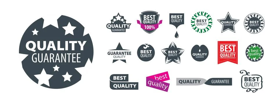 A set of vector logos Guarantee the best quality on a white background Stock Illustration