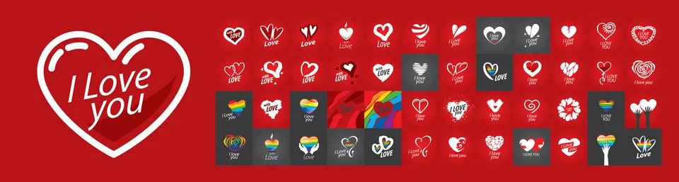 A set of vector logos with the image of a heart イラスト素材