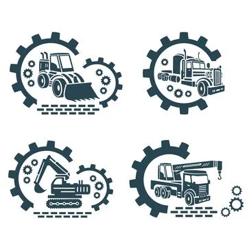A set of vector logos of industry and transport. Stock Illustration