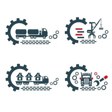 A set of vector logos of industry and transport. Stock Illustration