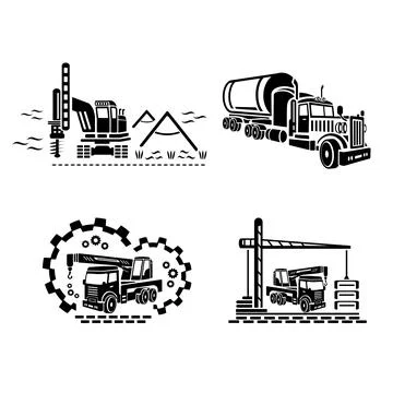 A set of vector logos of industry and transport. Stock Illustration