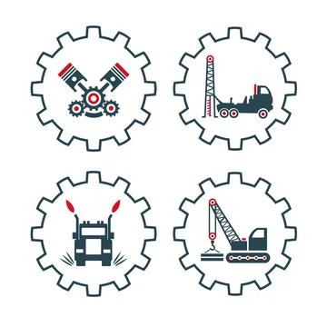 A set of vector logos of industry and transport. Stock Illustration