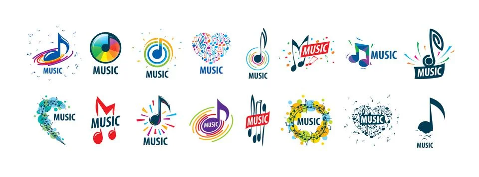 A set of vector logos with musical notes Stock Illustration