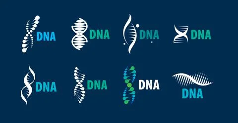 A set of vector logos in the shape of a DNA spiral Illustration