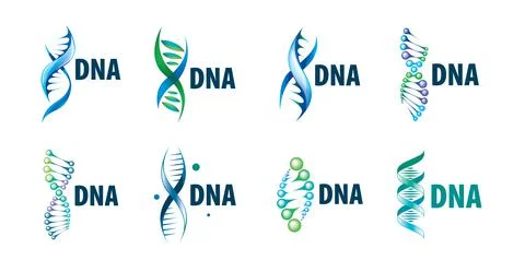 A set of vector logos in the shape of a DNA spiral Illustration