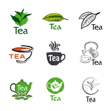 Set of vector logos of tea theme Stock Illustration
