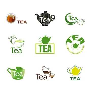 Set of vector logos of tea theme Stock Illustration