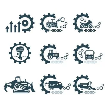 A set of vector logos of transport and cars. Stock Illustration