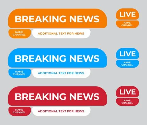 Set of vector lower third of the screen for titles and captions. Stock Illustration