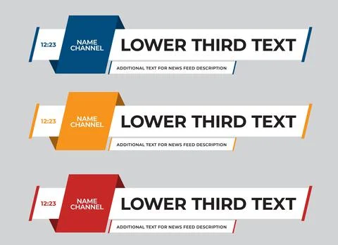 Set of vector lower third of the screen for titles and captions. Stock Illustration