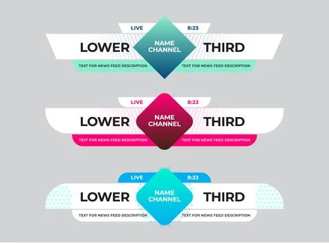 Set of vector lower third of the screen for titles and captions. Stock Illustration