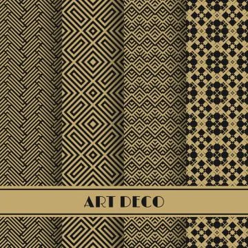 Set of vector luxury patterns. Seamless golden geometric patterns. Stock Illustration