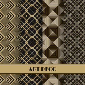 Set of vector luxury patterns. Seamless golden geometric patterns. Stock Illustration