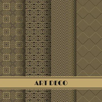 Set of vector luxury patterns. Seamless golden geometric patterns. 스톡 일러스트
