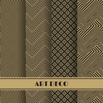 Set of vector luxury patterns. Seamless golden geometric patterns. 스톡 일러스트