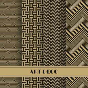 Set of vector luxury patterns. Seamless golden geometric patterns. 스톡 일러스트