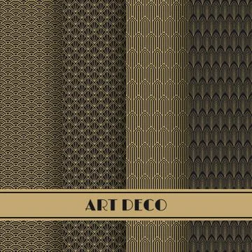 Set of vector luxury patterns. Seamless golden geometric patterns. Stock Illustration