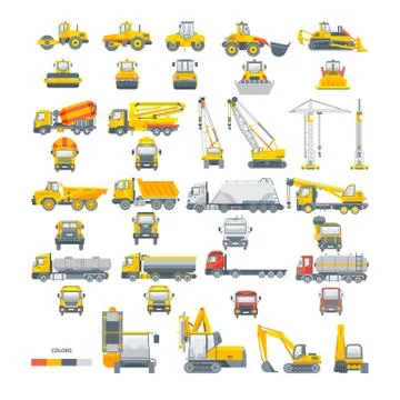 Set vector machinery Asphalt machine Stock Illustration