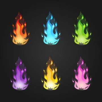 Set vector magic fire in different colors Illustrazione stock