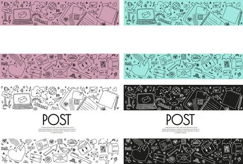 A set of vector mail doodles. Icons with paper envelopes, letters, email. A Stock Illustration