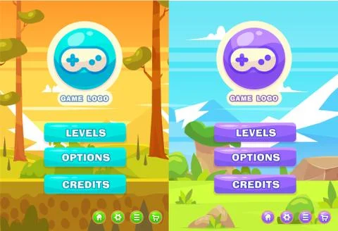 Set of vector main menu with buttons for the mobile arcade and casual games to Stock Illustration