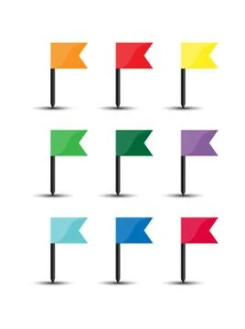 Set of vector map pointer flags. Stock illustration for sites and application Stock Illustration