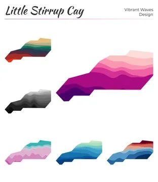 Set of vector maps of Little Stirrup Cay. Vibrant waves design. Bright map .. イラスト素材