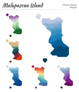 Set of vector maps of Malapascua Island. Vibrant waves design. Bright map i.. Stock Illustration