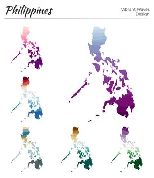 Set of vector maps of Philippines. Vibrant waves design. Bright map of coun.. Stock Illustration