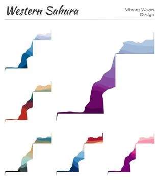 Set of vector maps of Western Sahara. Vibrant waves design. Bright map of c.. Stock Photos