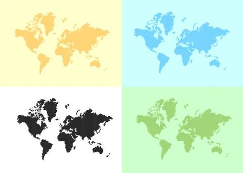Set of vector maps of the world Stock Illustration