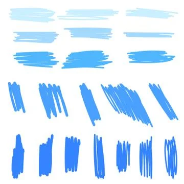 Set vector marker strokes in blye color Stock Illustration