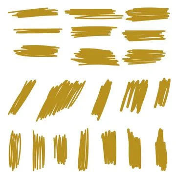Set vector marker strokes in gold color Stock Illustration