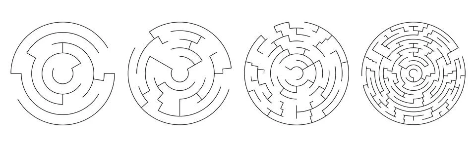 Set Of Vector Mazes. Circle Labyrinth Illustration Stock Illustration