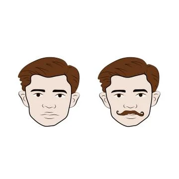 Set of vector men faces, emblems, icons, labels Stock Illustration