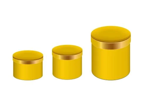 Set of vector metal boxes. Golden gift boxes Stock Illustration