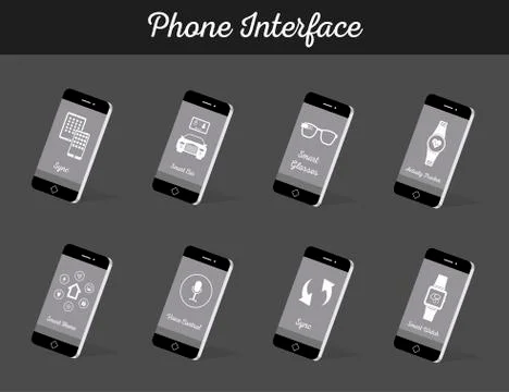 Set of Vector Models Interface Smartphone 库存插图