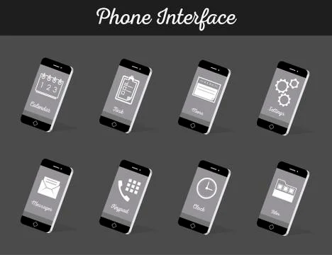 Set of Vector Models Interface Smartphone 库存插图
