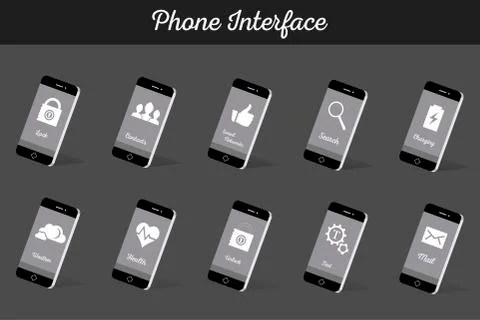 Set of Vector Models Interface Smartphone Stock Illustration