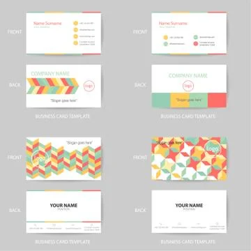 Set of Vector modern and clean pastel business card design template Stock Illustration