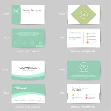 Set of Vector modern and clean pastel business card design template Stock Illustration
