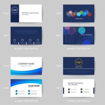 Set of Vector modern and clean blue business card design template Stock Illustration