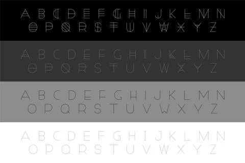 Set of vector modern fonts in minimalistic design. Creative english alphabets Illustrazione stock