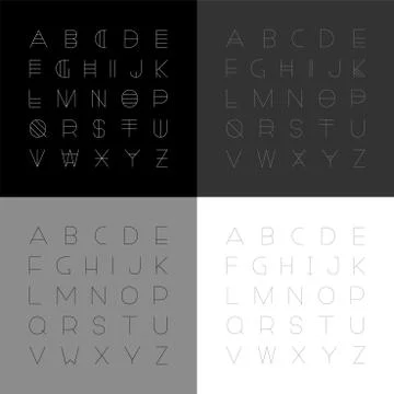 Set of vector modern fonts in minimalistic design. Creative english alphabets Illustrazione stock