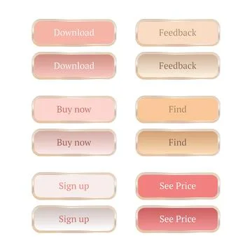 Set of vector modern horizontal web buttons for beauty and fashion websites. Stock Illustration