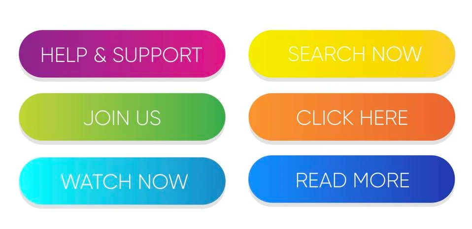 Set of vector modern material style buttons. Different gradient colors and icons Stock Illustration